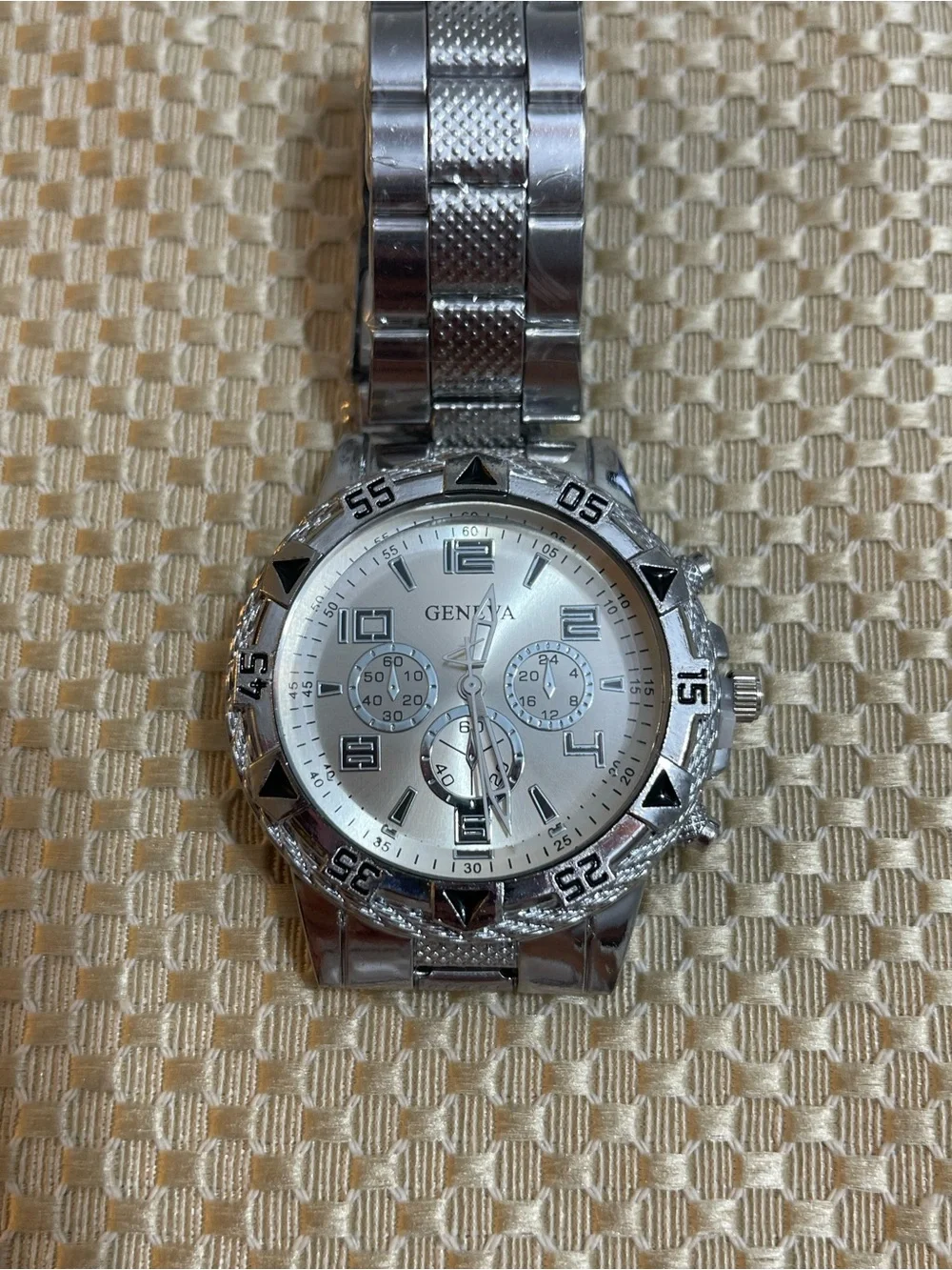 Geneva Silver-Tone Men's Multifunction Bracelet Watch